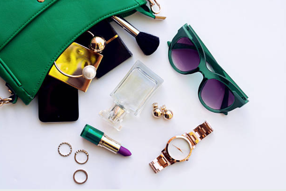 A curated tray of small accessories